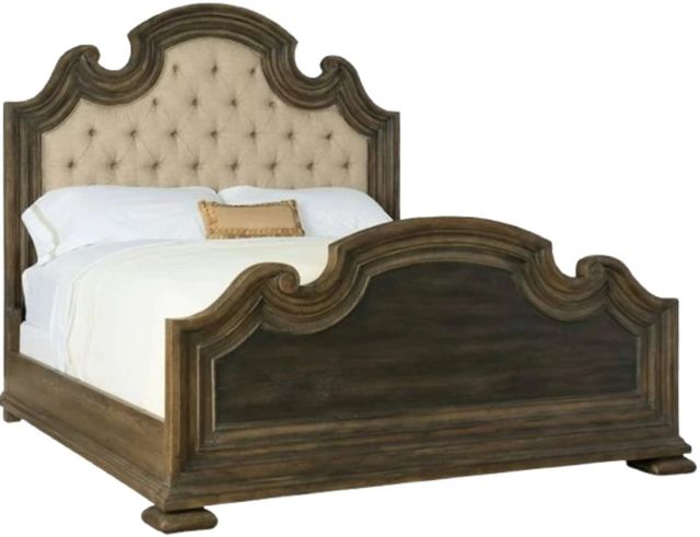 Hooker® Furniture Hill Country Fair Oaks Anthracite Black/Blackwood Desert/Timeworn Saddle Brown California King Upholstered Panel Bed-0