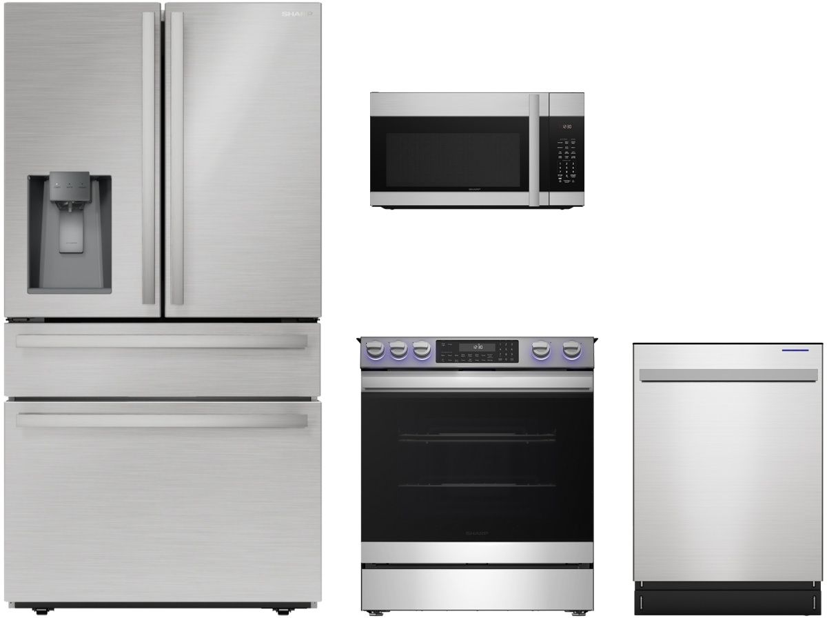 Sharp® 4 Piece Stainless Steel Kitchen Appliance Package