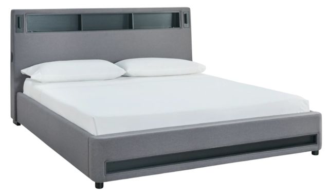 Signature Design by Ashley® Cayberry Gray Queen Upholstered Panel Bed-1