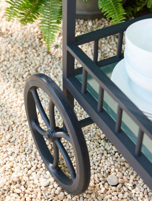 Lane Venture® Winterthur Estate Obsidian Black Bar Cart with Wheels-1