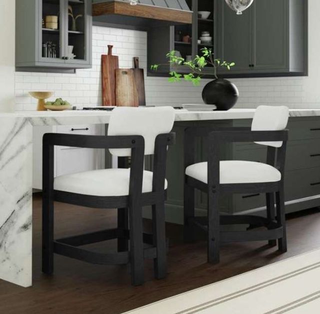 Elements International Portland Black/White Counter Stool-1
