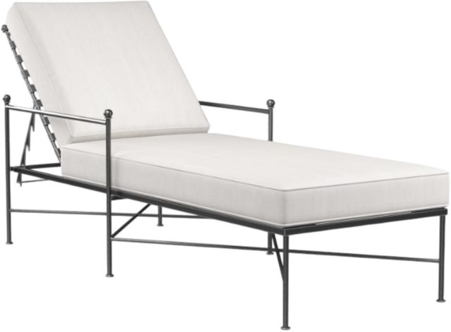 Sunset West Provence Canvas White/Century Pewter Iron Outdoor Adjustable Chaise-0