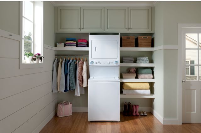 Frigidaire® 3.9 Cu. Ft. Washer, 5.6 Cu. Ft. Dryer White Electric Stack Laundry-10