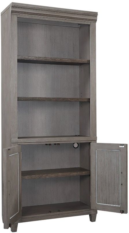 aspenhome® Caraway Aged Slate Door Bookcase-2
