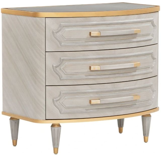 Michael Amini® St. Charles Dove Gray 3-Drawer Nightstand-0