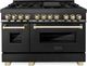 ZLINE Autograph Edition Legacy 48" Black Stainless Steel Pro-Style Dual Fuel Range with Two Electric Ovens and Polished Gold Accents-0