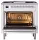 Ilve® Nostalgie II Noblesse 36'' White Pro Style Dual Fuel Range with Chrome Trim-1