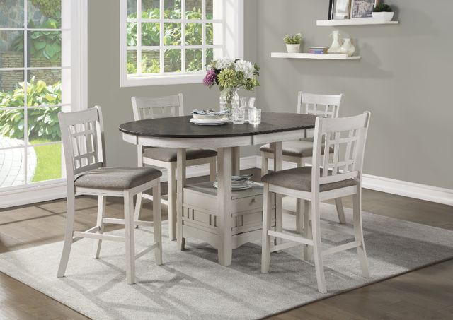 Homelegance® Junipero Antique White Counter Height dining Table with Rosy Brown Top -1