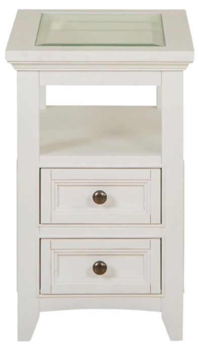 Magnussen Home® Heron Cove Glass Insert Chalk White Chairside End Table-1