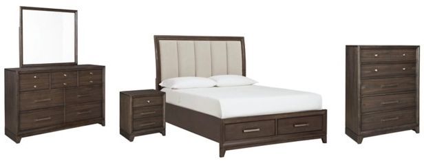 Signature Design by Ashley® Brueban 4-Piece Brown Queen Panel Storage Bed Set-1