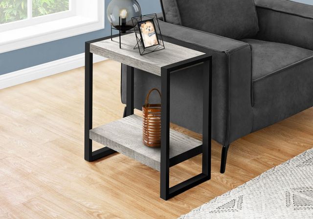 Monarch Specialties Inc. Grey Top Accent Table with Black Frame -2