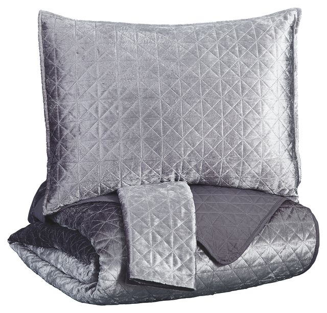 Signature Design by Ashley® Maryam 3-Piece Gray King Coverlet Set-0