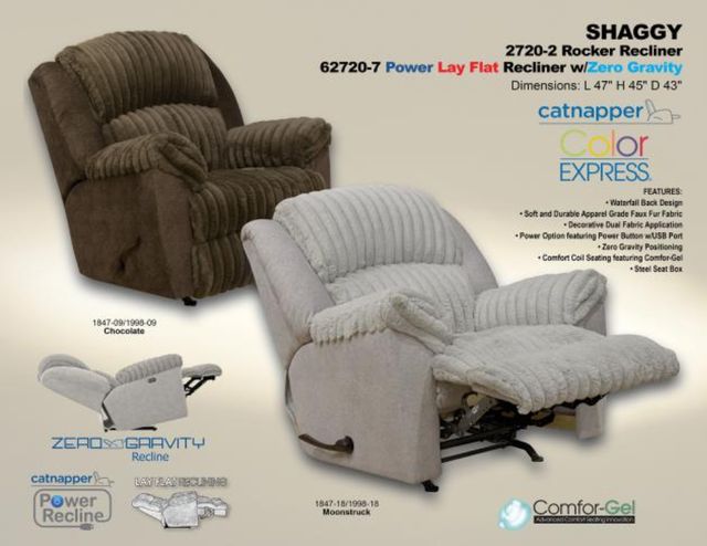 Catnapper® Shaggy Chocolate Rocker Recliner-4