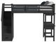 Elements International Hampton Kids Charcoal Youth Twin Loft Bed with Staircase and Desk-2