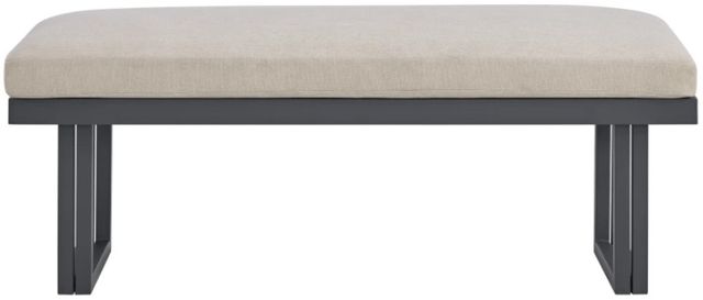 Elements International Playa Dark Gray/Olefin Beige Fabric/Metal Outdoor Dining Bench-2