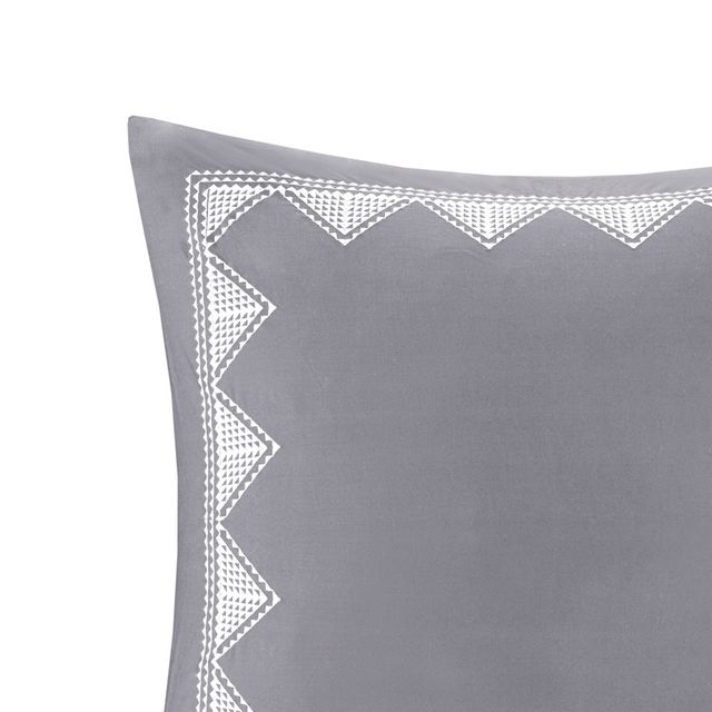 Olliix by INK+IVY Isla Gray Cotton Embroidered Euro Sham-2