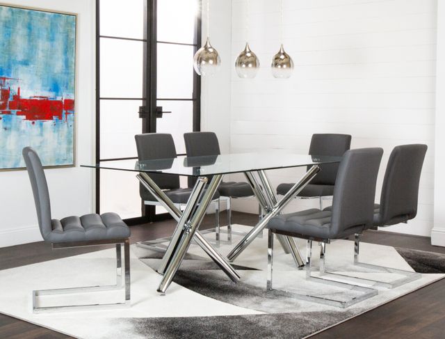 Cramco Mantis Glass Top Dining Table with Chrome Base-3