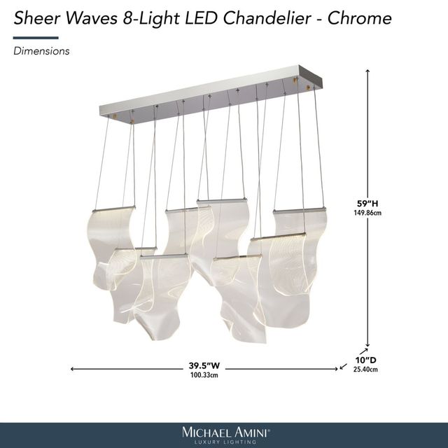 Michael Amini® Sheer Waves Chrome 8-Light LED Chandelier-2