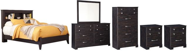 Signature Design by Ashley® Reylow 6-Piece Dark Brown Queen Bookcase Bed Set-0