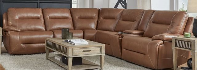 Liberty Furniture Cameron 6-Piece Saddle Leather Power Reclining Sectional-0