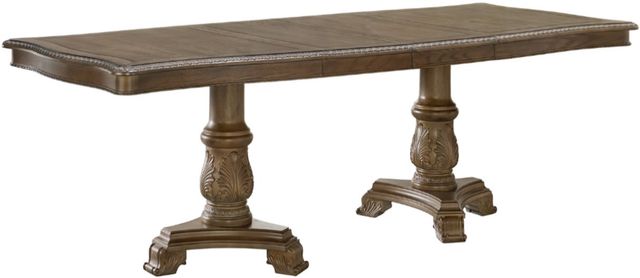 Elements International Madison Park Brown Rectangular Dining Table with Two 18" Leaves-0