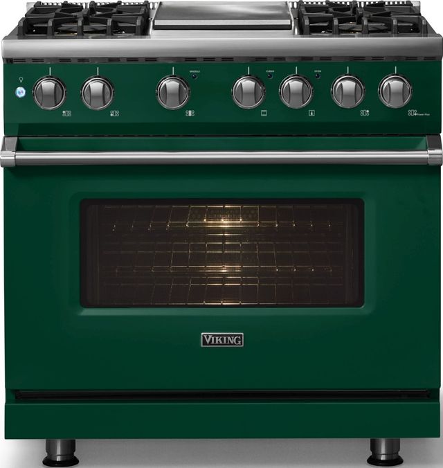 Viking® 5 Series 36" Ivy Pro Style Dual Fuel (NG) Range with Polished Chrome Trim-2