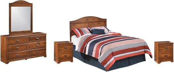 Signature Design by Ashley® Barchan 5-Piece Medium Brown Full Panel Headboard Set-0