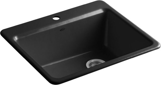 KOHLER® Riverby® Black 25" 1-Faucet Hole Top-Mount Single-Bowl Kitchen Sink-0