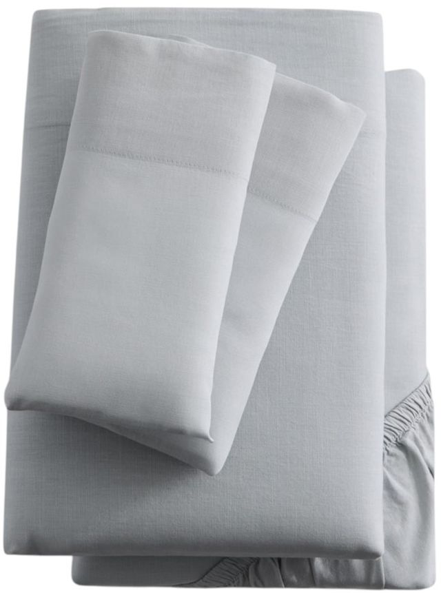 Malouf® 3-Piece Fog Linen-Weave Cotton Twin Sheet Set-0