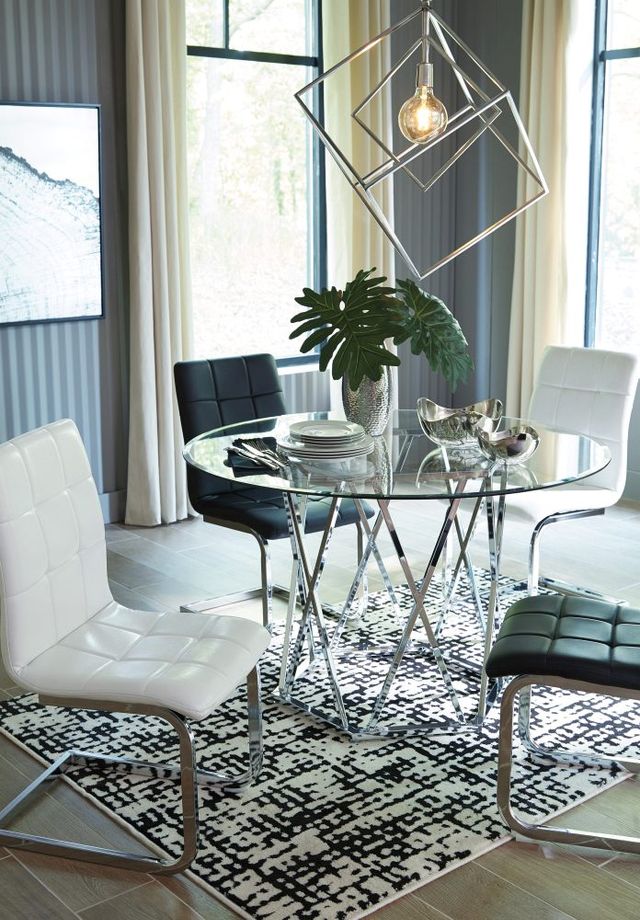 Signature Design by Ashley® Madanere White/Chrome Upholstered Dining Side Chair-3