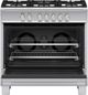Fisher & Paykel 36" Brushed Stainless Steel with Black Glass Pro Style Natural Gas Range-1
