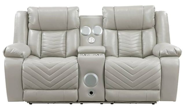 Homelegance® Huron Gray Double Power Reclining Loveseat with Center Console-2