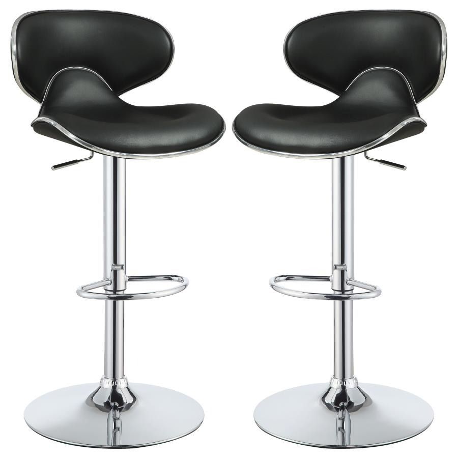 Coaster® Edenton 2-Piece Black/Chrome Upholstered Adjustable Stools
