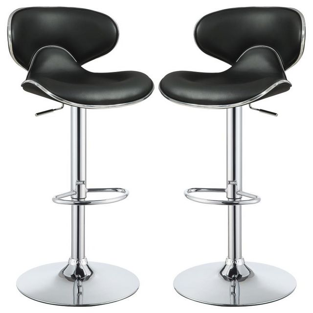 Coaster® Edenton 2-Piece Black/Chrome Upholstered Adjustable Stools-0
