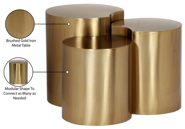 Meridian Furniture Dimple 3-Piece Brushed Gold Nesting Table Set-3