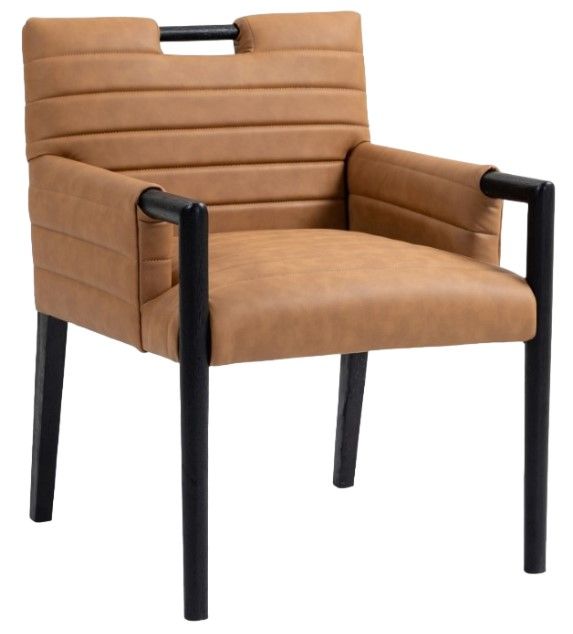Meridian Furniture Aimee Black/Cognac Leather Dining Arm Chair-0