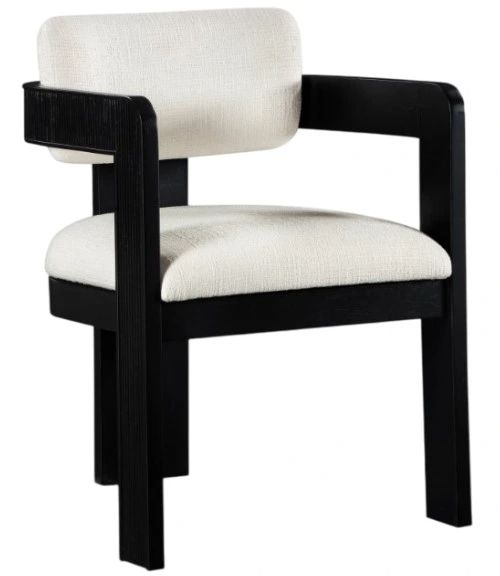 Meridian Furniture Sacha Cream/Black Linen Textured Upholstered Dining Chair-0