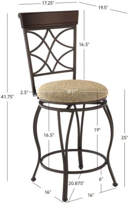 Linon Curves Brown Metallic Counter Stool-2