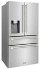 ZLINE Autograph Edition 36" 21.6 Cu. Ft. Stainless Steel Counter-Depth French Door Refrigerator with Water and Ice Maker in Fingerprint-Resistant and Polished Nickel Helix Handles-2