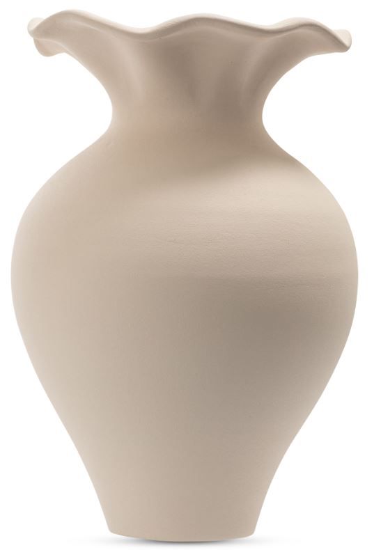 Moe's Home Collection Ruffle Ecru 12" Decorative Vessel-1