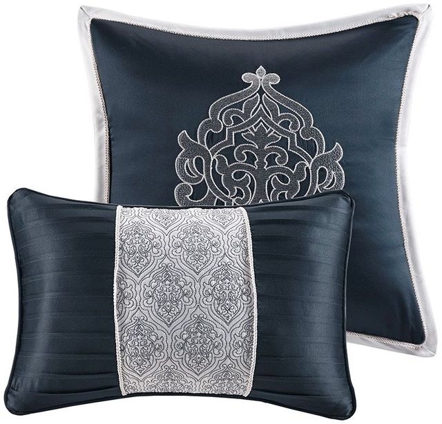 Olliix by Madison Park 8 Piece Navy King Odette Jacquard Comforter Set-3