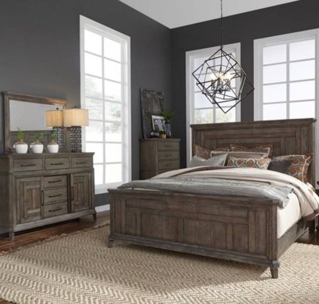 Liberty Furniture Artisan Prairie 3-Piece Dark Brown Queen Panel Set-0