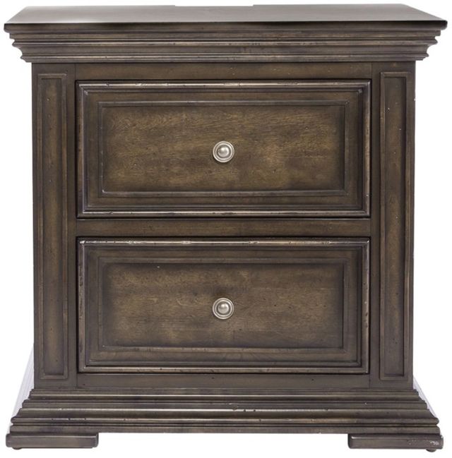Liberty Furniture Big Valley Brownstone Nightstand with Charging Station-2