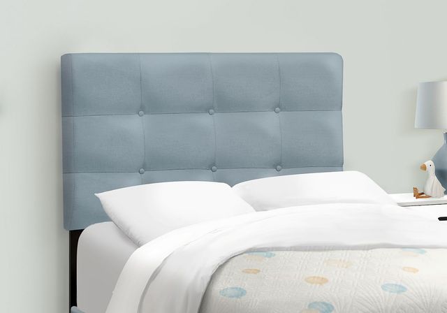 Monarch Specialties Inc. Steel Blue Twin Upholstered Panel Youth Bed-2