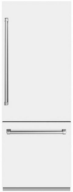 ZLINE 30" 16.1 Cu. Ft. White Matte Built-In Bottom Freezer Refrigerator with Water Dispenser and Ice Maker
