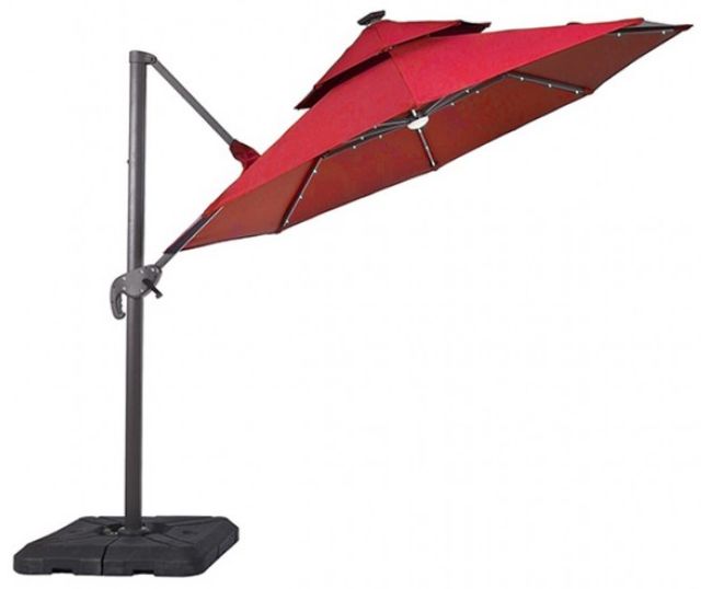 Furniture of America® Nuti Red Aluminum/Fabric Outdoor Patio Umbrella and Base-0