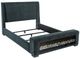 Coaster® Preston Dark Blue Eastern King Upholstered Panel Bed-1