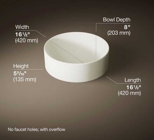 Kohler Vox® Biscuit 16.5" Round Vessel Bathroom Sink-3