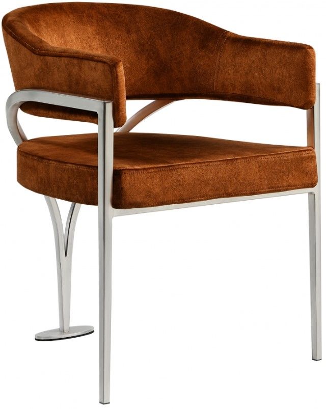 Meridian Furniture Madelyn Cognac/Chrome Velvet Dining Chair-0
