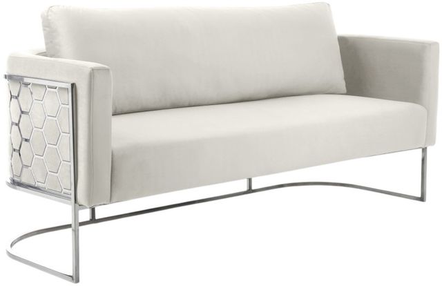 Meridian Furniture Casa Cream/Chrome Velvet Sofa-0